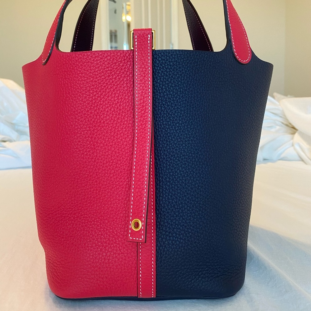 Hermes Picotin 22 rose extreme/ bleu